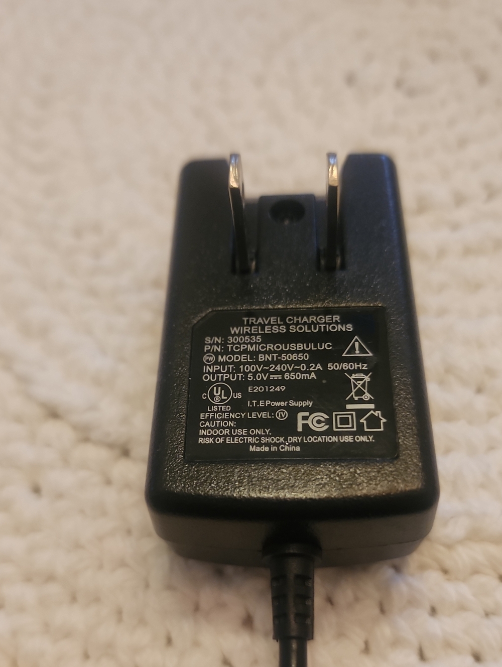 Motorola Travel Charger Wall Adapter - Black